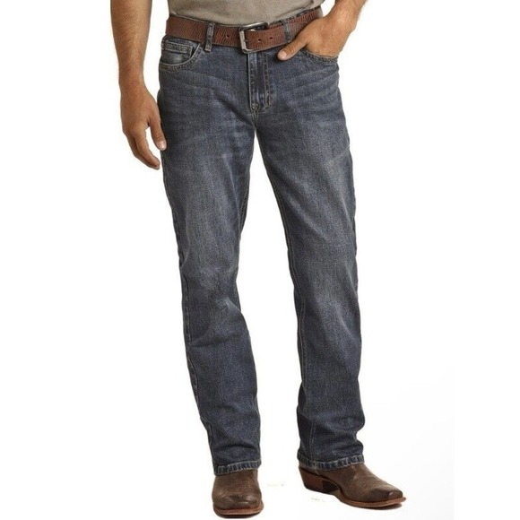 Hooey x Rock & Roll Denim Double Barrel Stackable Boot Leg Mens 30x32 NWT $88 - Picture 1 of 14